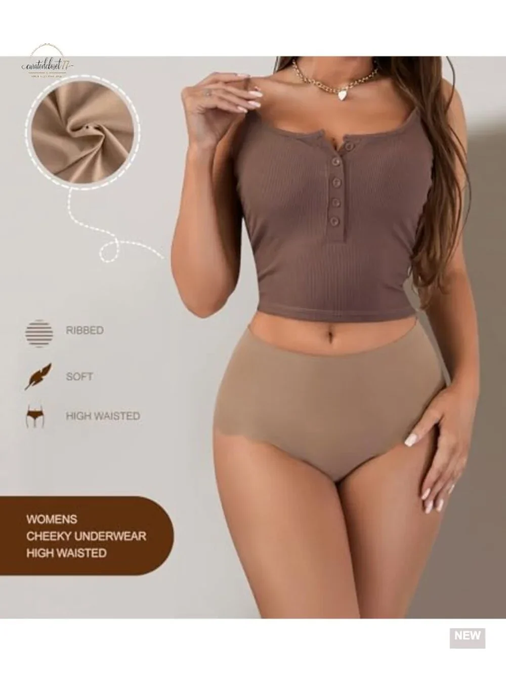 Seamless High Waisted Cheeky Bikini Panties Ribbed Pack
